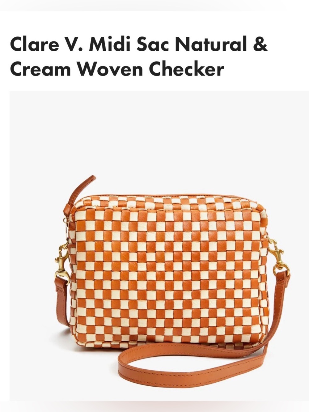 Clare V. Midi Sac Crossbody in Natural & Cream Woven Checker - Picture 12 of 12